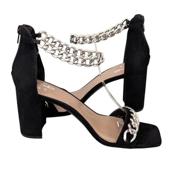 Chain Strap Sandals 8 Party Event Whimsigoth Coquette Prom Clubwear Block Heel - Picture 2 of 9